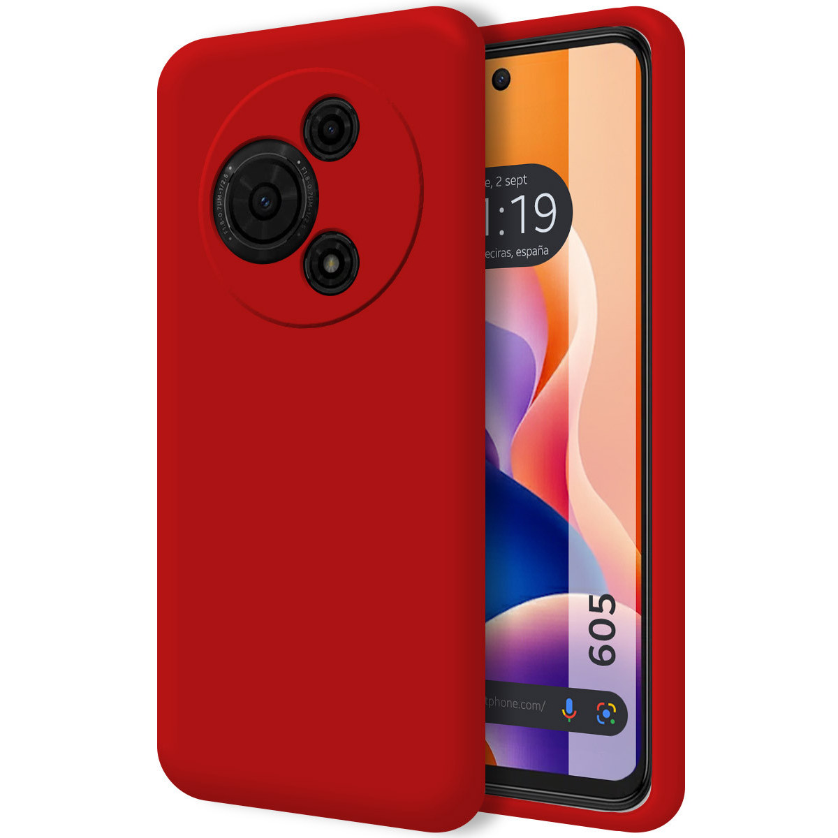 Funda Silicona Líquida Ultra Suave para TCL 605 color Roja