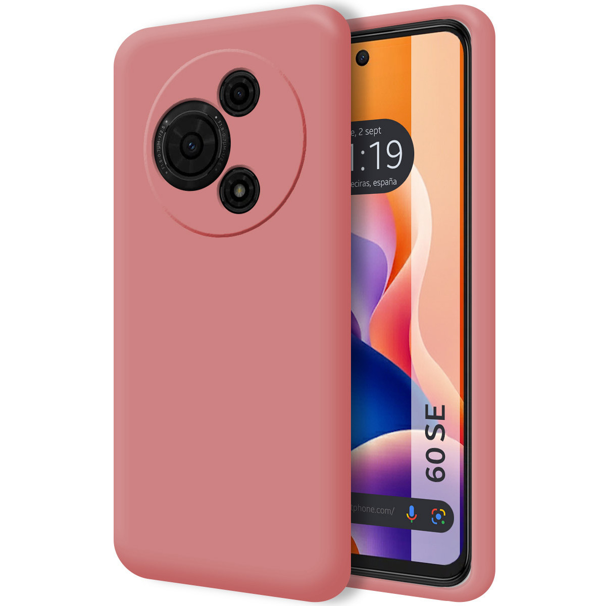 Funda Silicona Líquida Ultra Suave para TCL 60 SE color Rosa