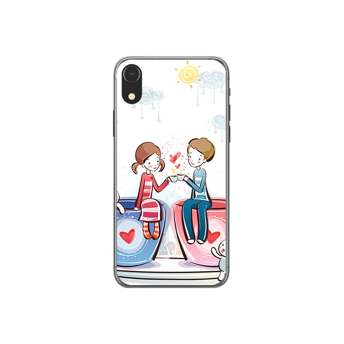 Funda Gel Tpu para Iphone XR Diseño Cafe Dibujos