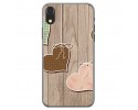 Funda Gel Tpu para Iphone XR Diseño Corazones Madera Dibujos