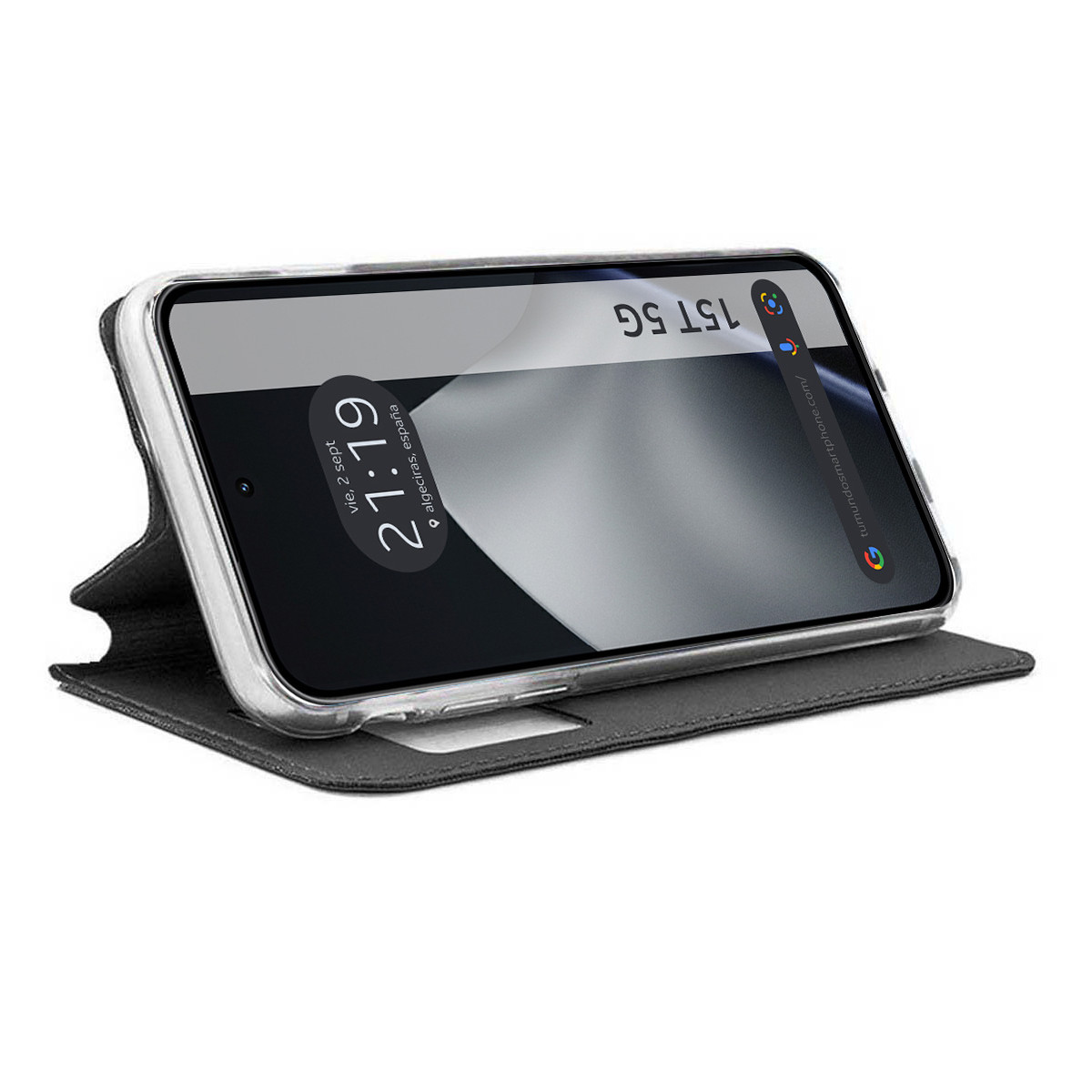 Funda Libro Soporte con Ventana para Xiaomi 15T 5G color Negra