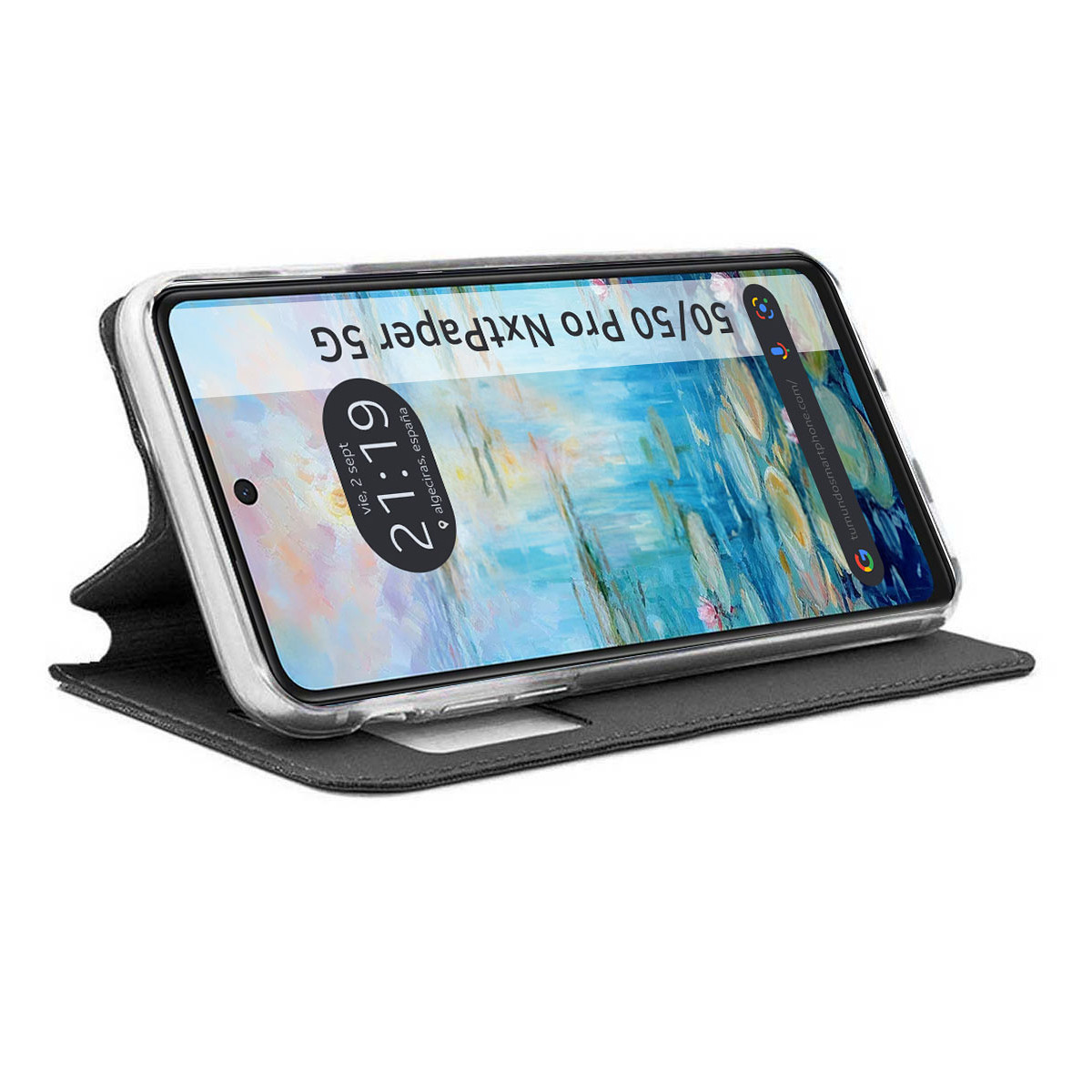 Funda Libro Soporte con Ventana para TCL 50 / 50 Pro NXTPAPER 5G color Negra