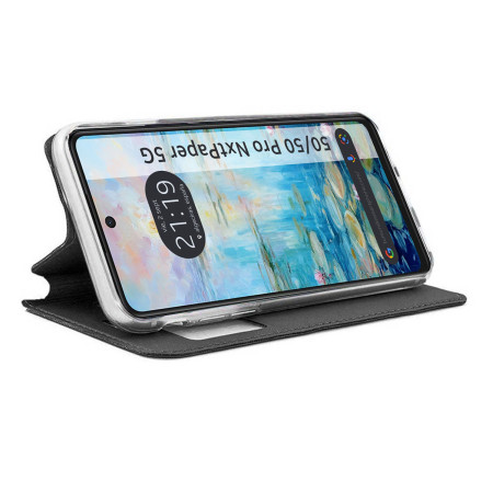 Funda Libro Soporte con Ventana para TCL 50 / 50 Pro NXTPAPER 5G color Negra