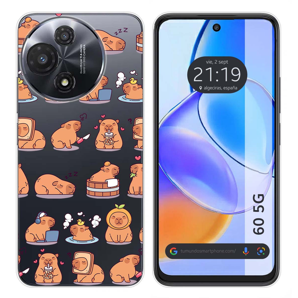 Funda Silicona Transparente para TCL 60 5G diseño Capibara 01 Dibujos