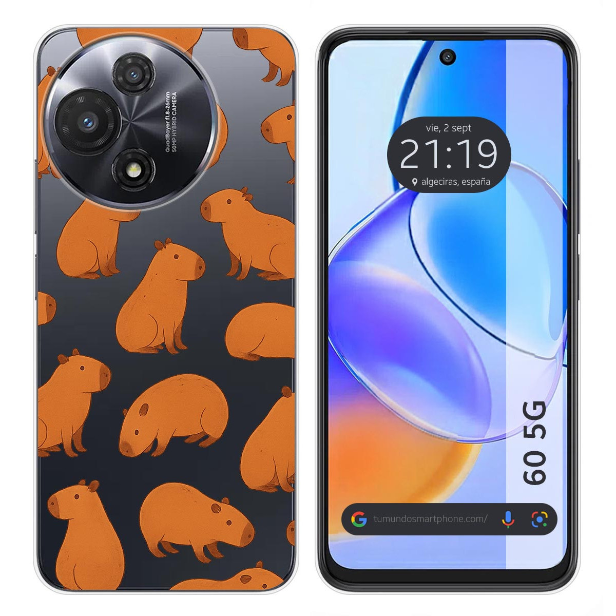 Funda Silicona Transparente para TCL 60 5G diseño Capibara 02 Dibujos