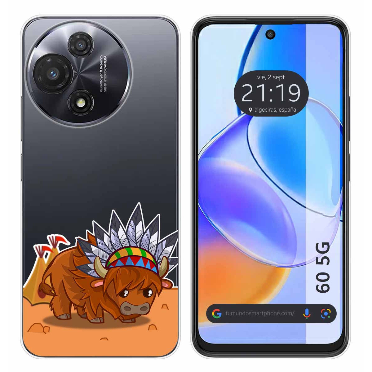 Funda Silicona Transparente para TCL 60 5G diseño Bufalo Dibujos
