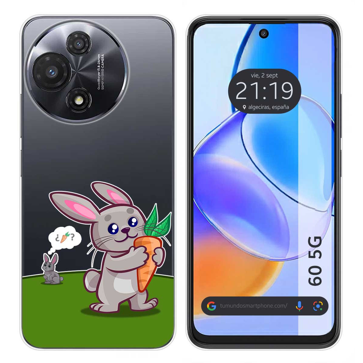 Funda Silicona Transparente para TCL 60 5G diseño Conejo Dibujos