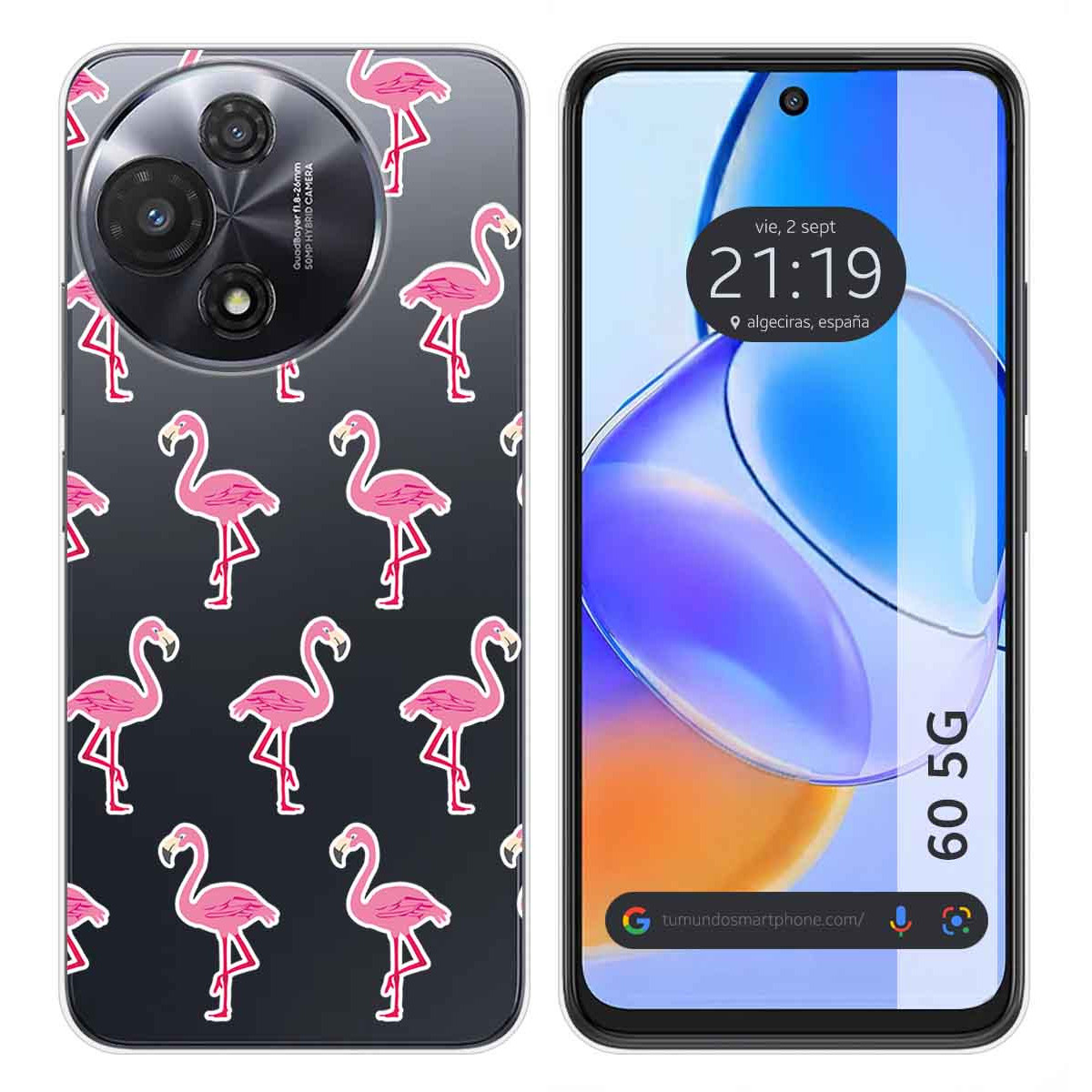 Funda Silicona Transparente para TCL 60 5G diseño Flamenco Dibujos