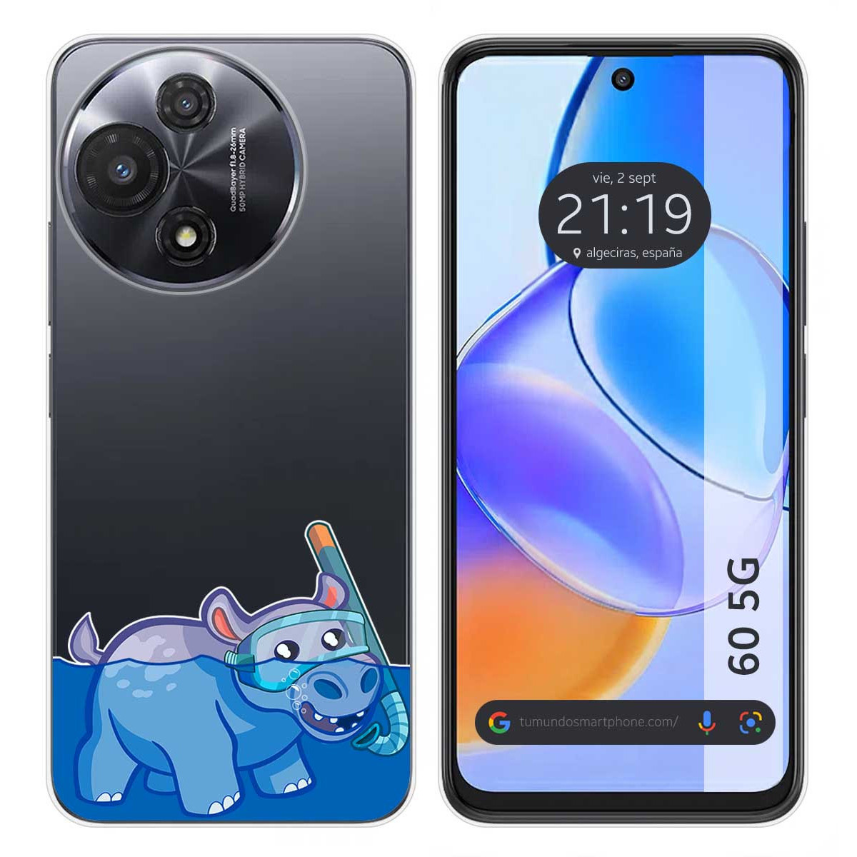 Funda Silicona Transparente para TCL 60 5G diseño Hipo Dibujos