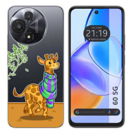 Funda Silicona Transparente para TCL 60 5G diseño Jirafa Dibujos