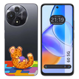 Funda Silicona Transparente para TCL 60 5G diseño Leopardo Dibujos