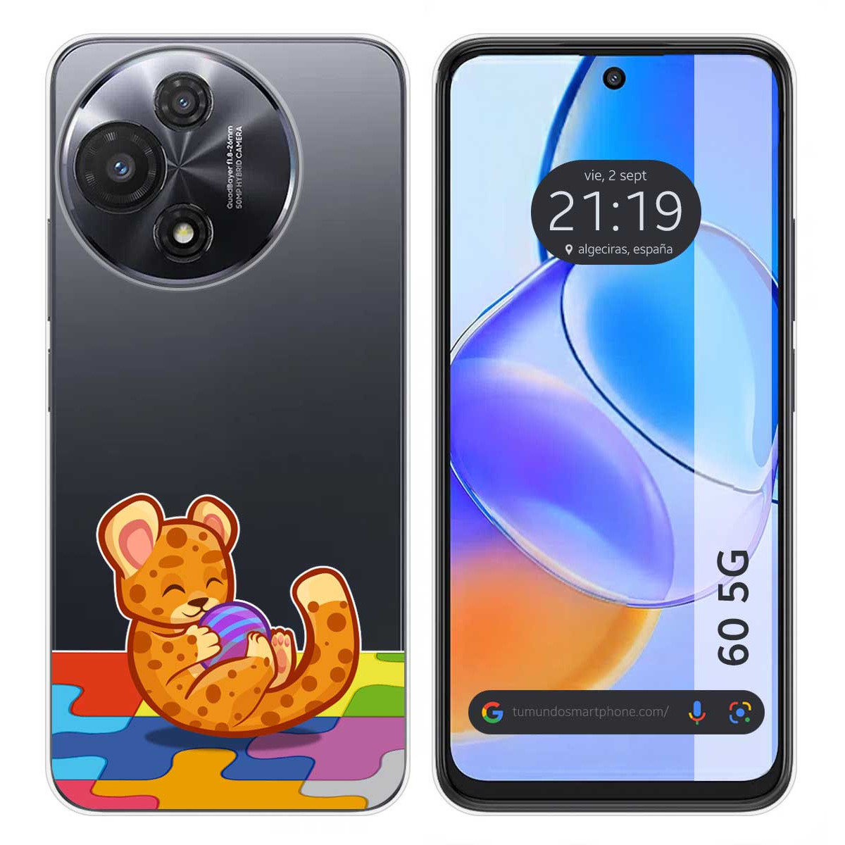 Funda Silicona Transparente para TCL 60 5G diseño Leopardo Dibujos