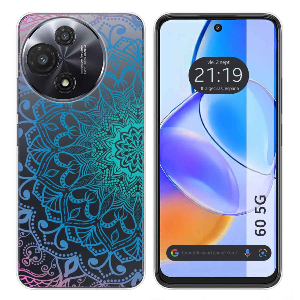 Funda Silicona Transparente para TCL 60 5G diseño Mandala Dibujos