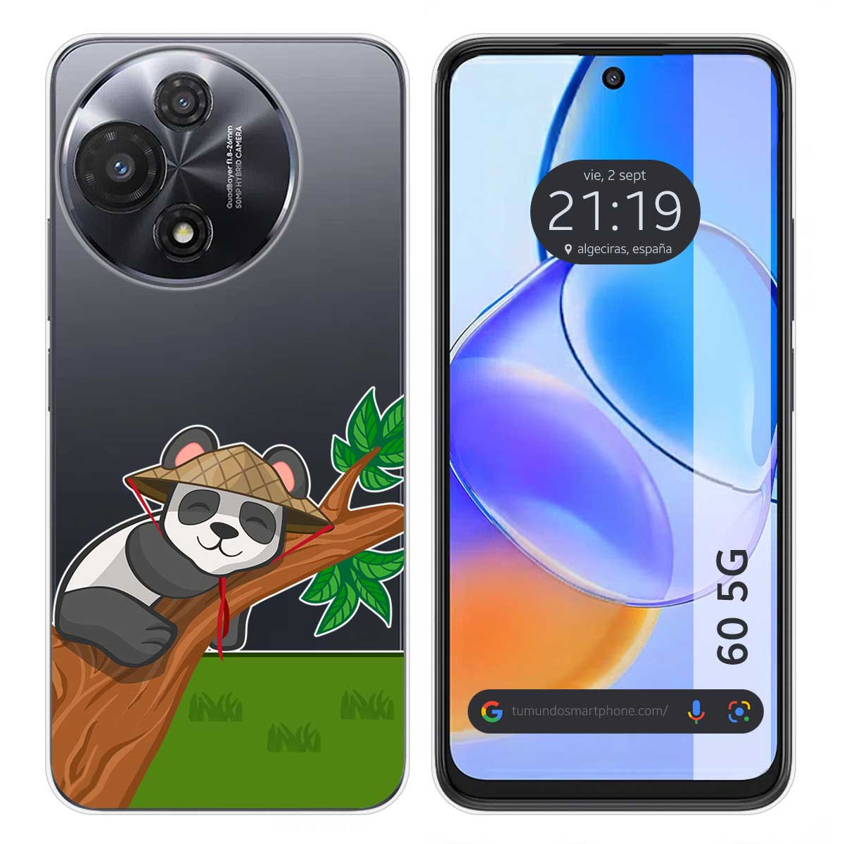 Funda Silicona Transparente para TCL 60 5G diseño Panda Dibujos