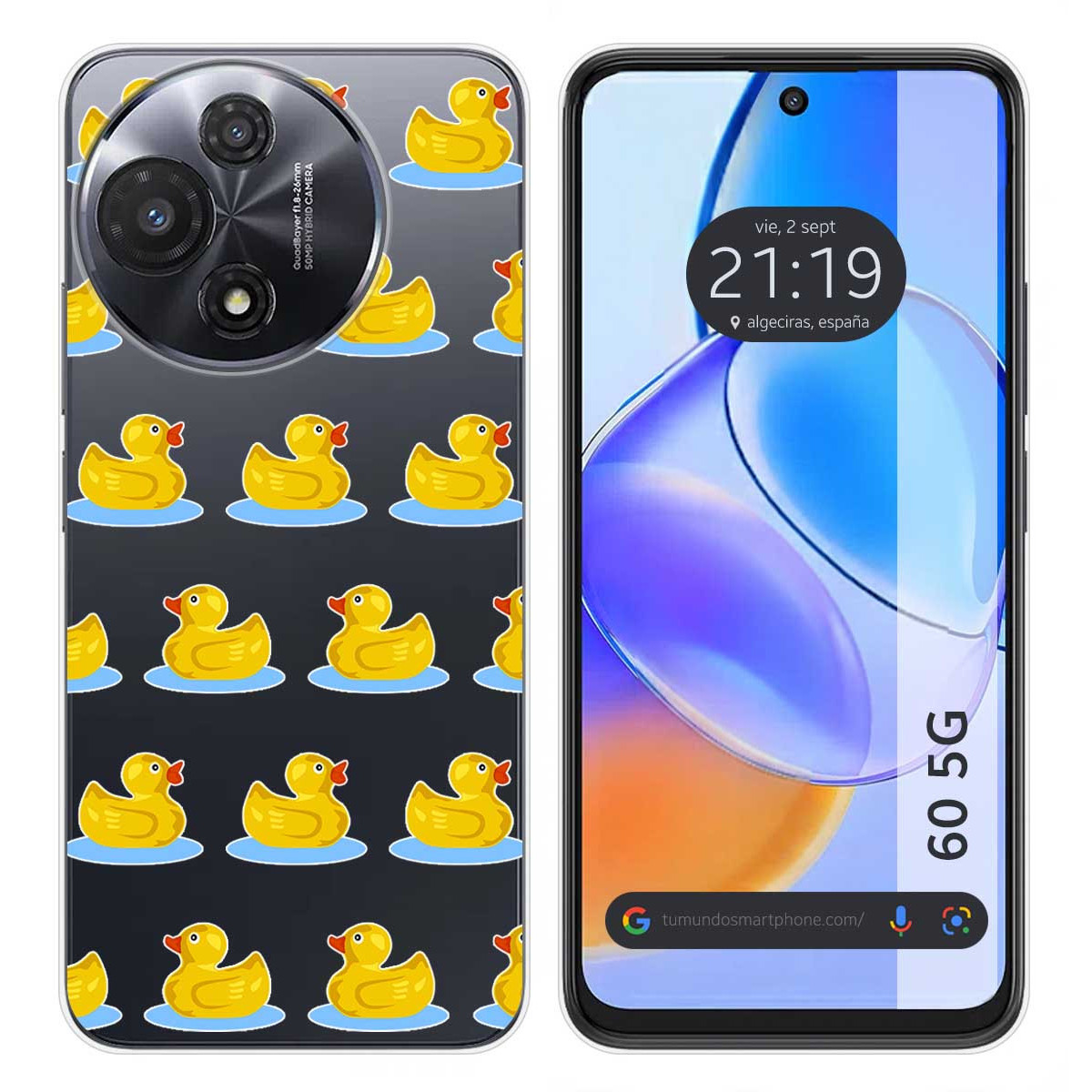 Funda Silicona Transparente para TCL 60 5G diseño Pato Dibujos