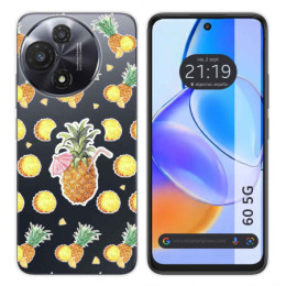 Funda Silicona Transparente para TCL 60 5G diseño Piña Dibujos