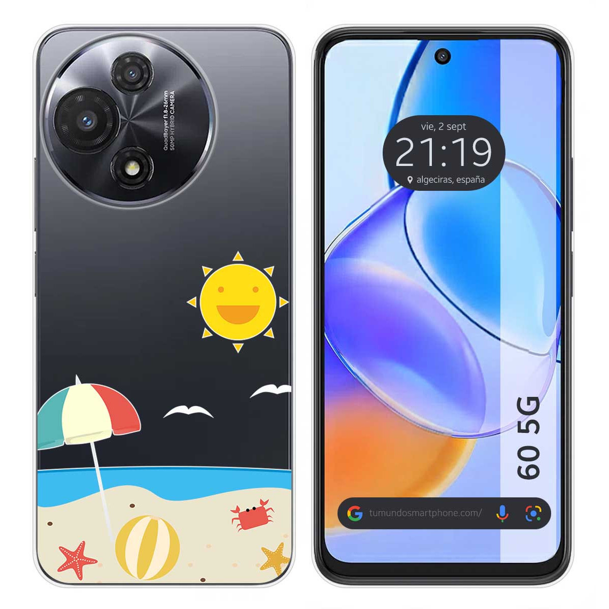 Funda Silicona Transparente para TCL 60 5G diseño Playa Dibujos
