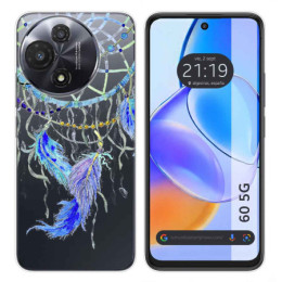 Funda Silicona Transparente para TCL 60 5G diseño Plumas Dibujos