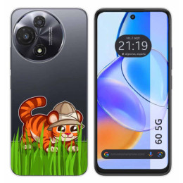 Funda Silicona Transparente para TCL 60 5G diseño Tigre Dibujos