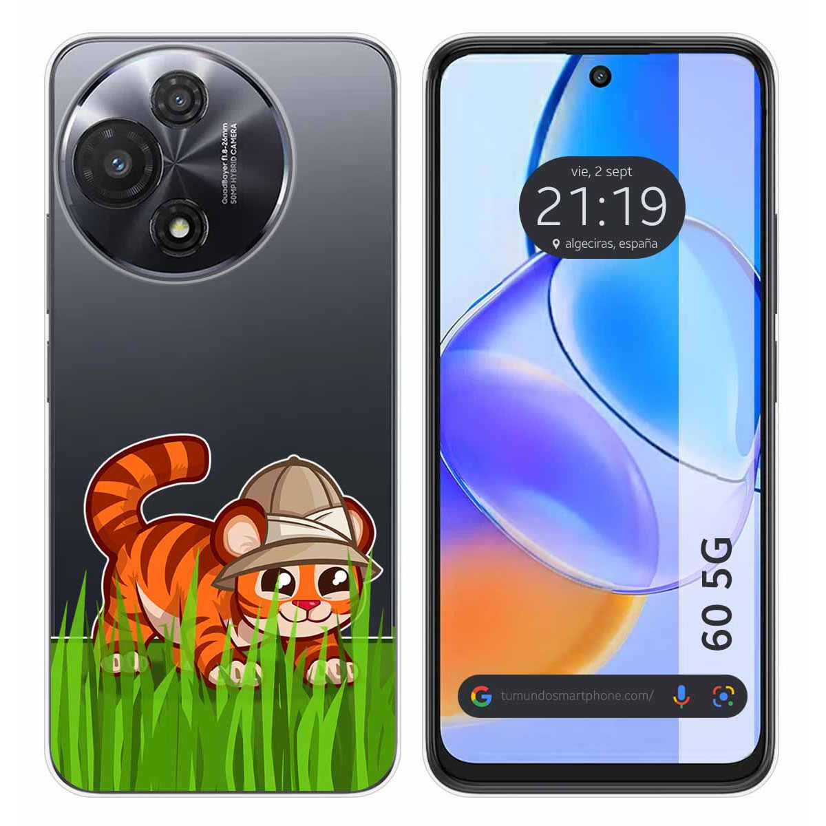 Funda Silicona Transparente para TCL 60 5G diseño Tigre Dibujos