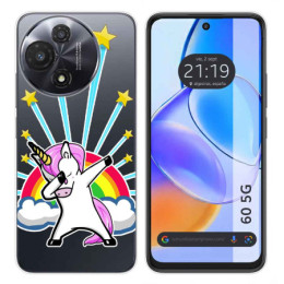 Funda Silicona Transparente para TCL 60 5G diseño Unicornio Dibujos