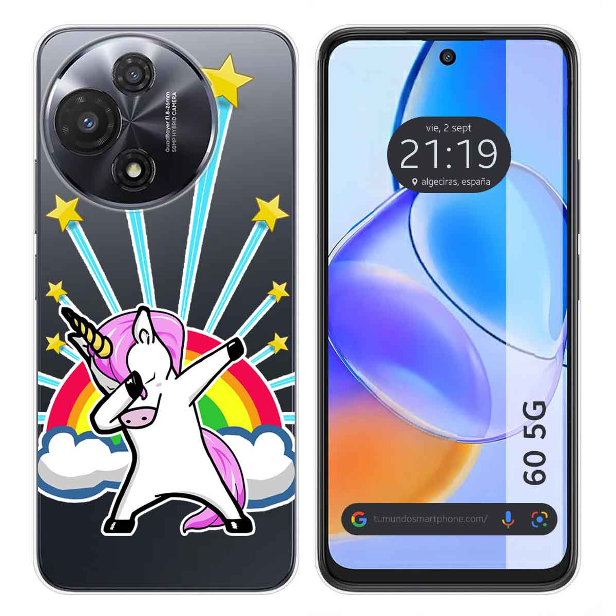 Funda Silicona Transparente para TCL 60 5G diseño Unicornio Dibujos