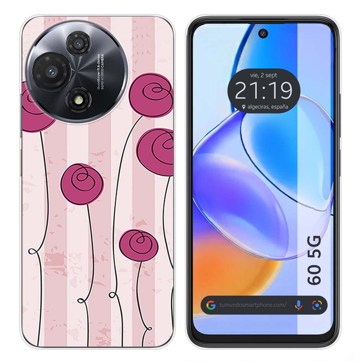 Funda Silicona para TCL 60 5G diseño Flores Vintage Dibujos