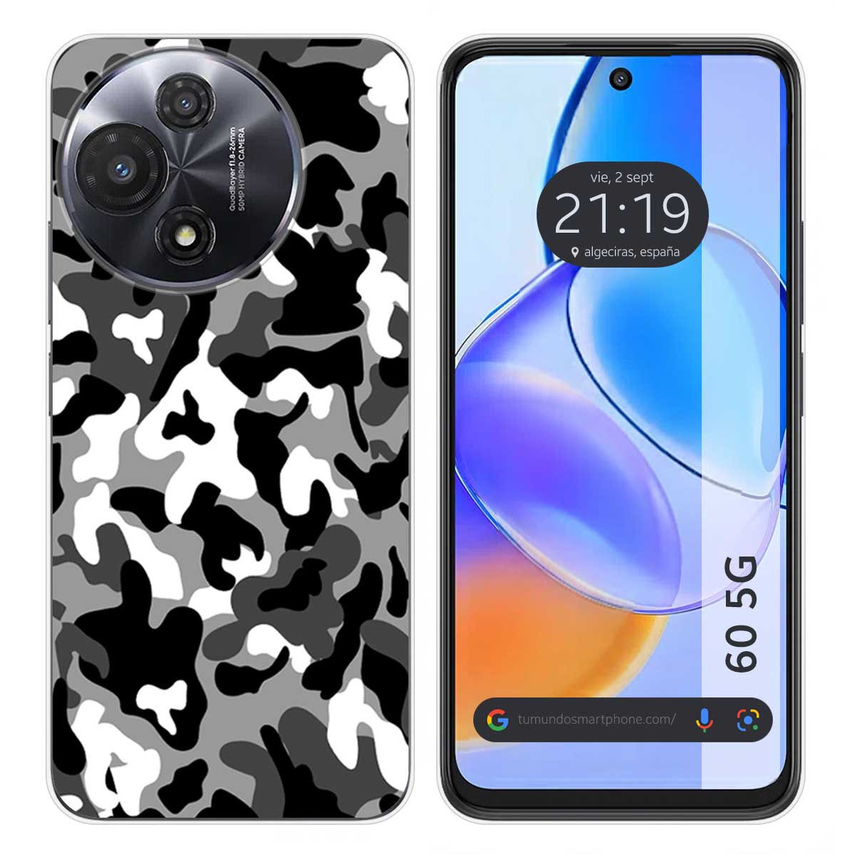 Funda Silicona para TCL 60 5G diseño Snow Camuflaje Dibujos