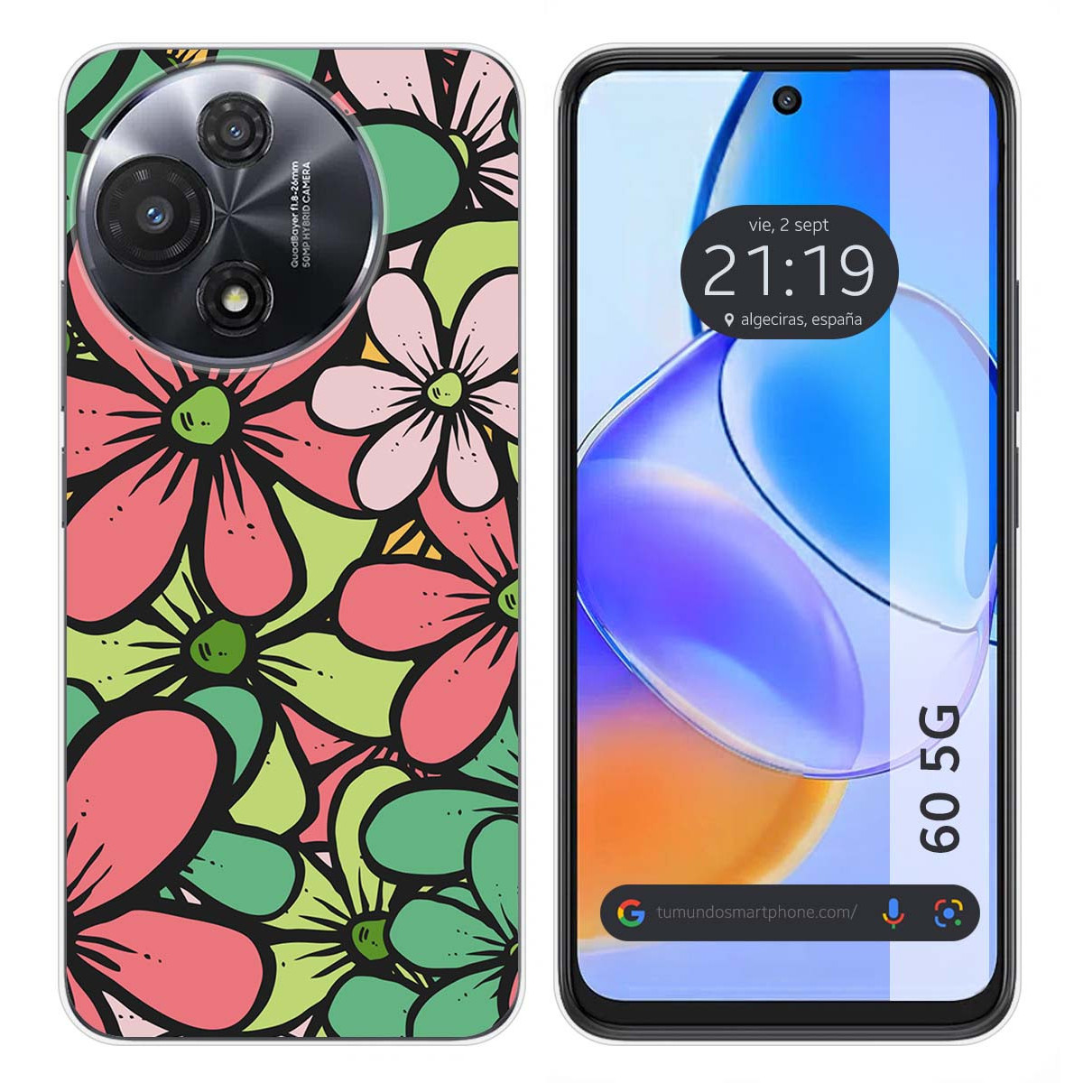 Funda Silicona para TCL 60 5G diseño Flores 02 Dibujos