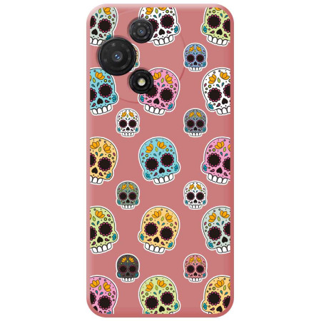 Funda Silicona Líquida Rosa para TCL 60 5G diseño Catrina Dibujos