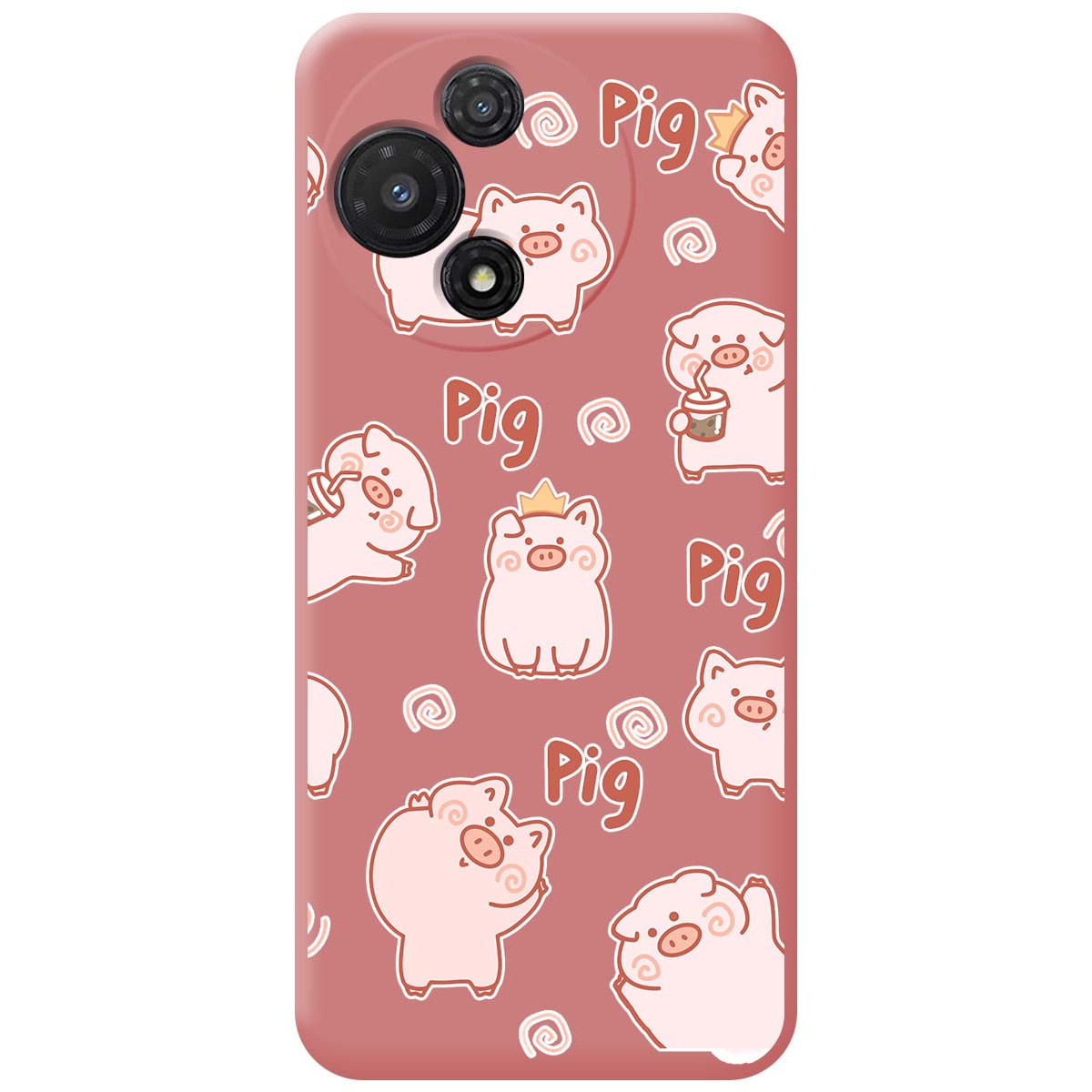 Funda Silicona Líquida Rosa para TCL 60 5G diseño Cerdos Dibujos