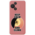 Funda Silicona Líquida Rosa para TCL 60 5G diseño Hombre Escalada Dibujos