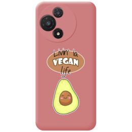 Funda Silicona Líquida Rosa para TCL 60 5G diseño Vegan Life Dibujos