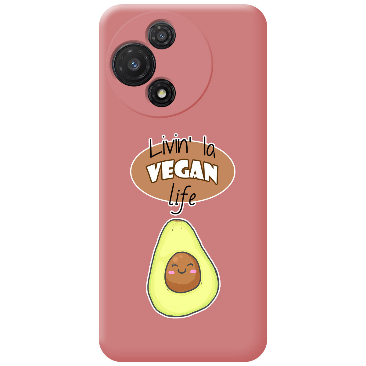 Funda Silicona Líquida Rosa para TCL 60 5G diseño Vegan Life Dibujos