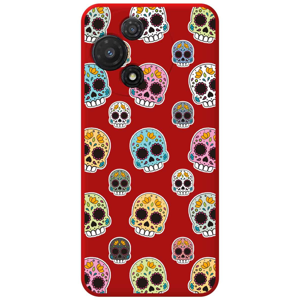 Funda Silicona Líquida Roja para TCL 60 5G diseño Catrina Dibujos