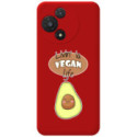 Funda Silicona Líquida Roja para TCL 60 5G diseño Vegan Life Dibujos