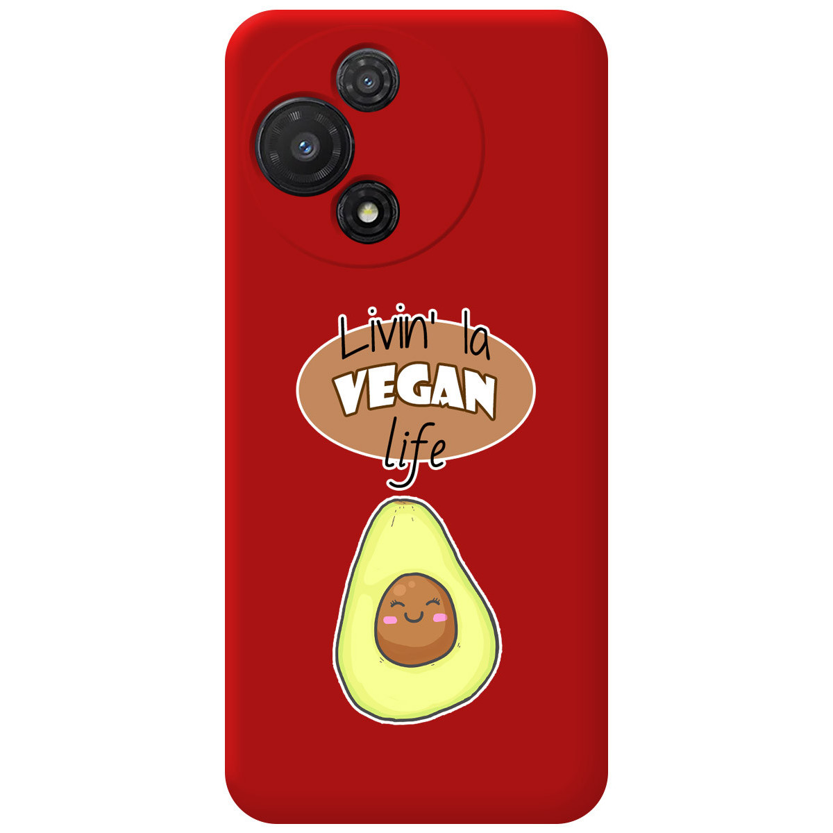 Funda Silicona Líquida Roja para TCL 60 5G diseño Vegan Life Dibujos