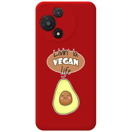 Funda Silicona Líquida Roja para TCL 60 5G diseño Vegan Life Dibujos