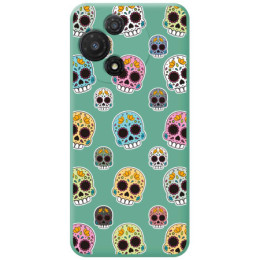 Funda Silicona Líquida Verde para TCL 60 5G diseño Catrina Dibujos