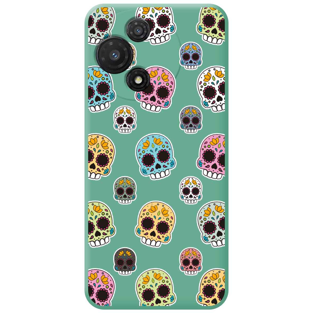 Funda Silicona Líquida Verde para TCL 60 5G diseño Catrina Dibujos