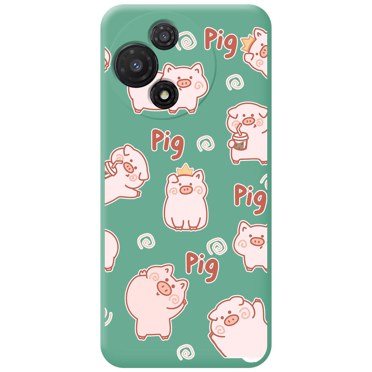 Funda Silicona Líquida Verde para TCL 60 5G diseño Cerdos Dibujos
