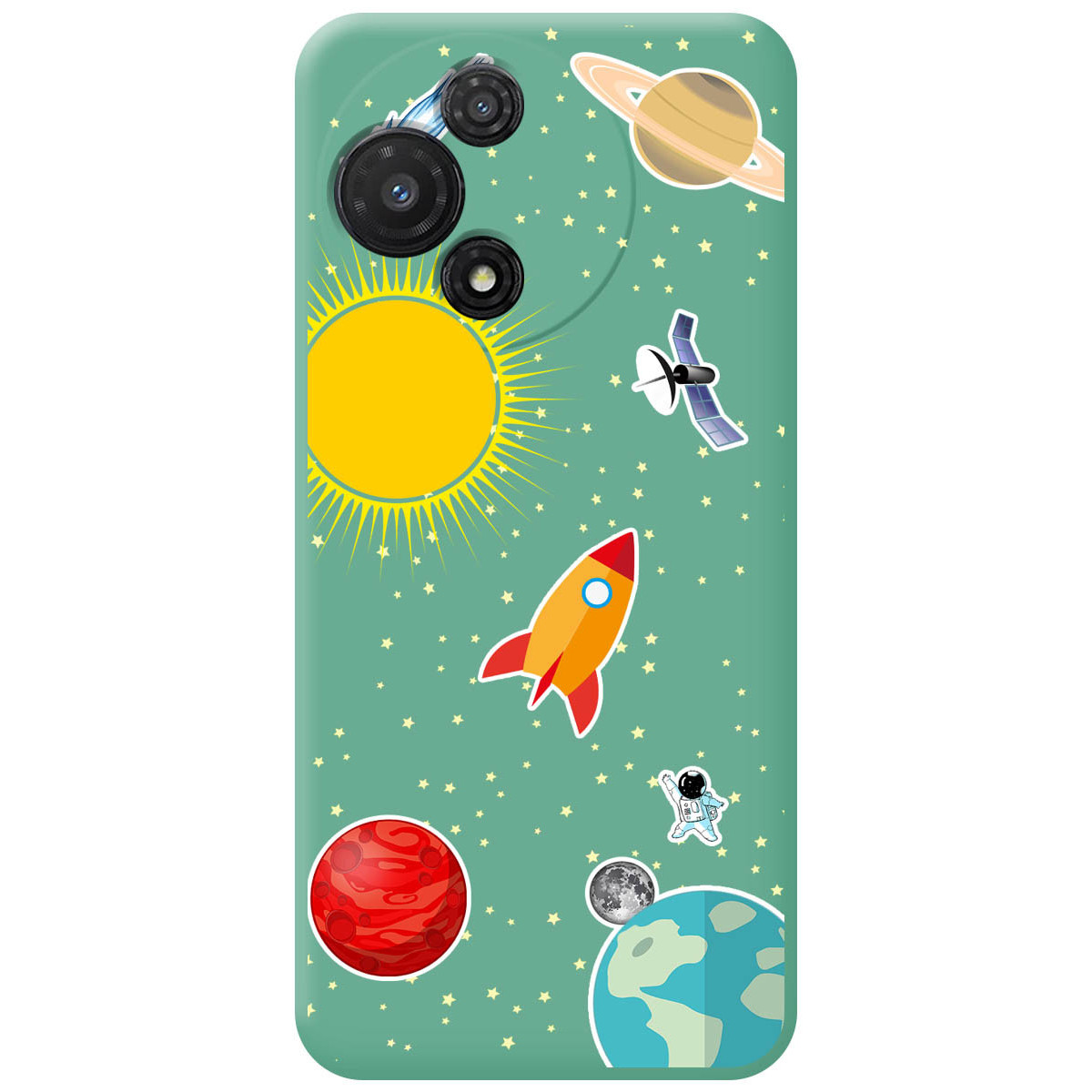 Funda Silicona Líquida Verde para TCL 60 5G diseño Espacio Dibujos