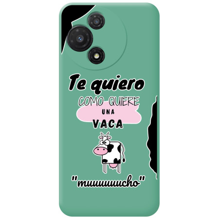 Funda Silicona Líquida Verde para TCL 60 5G diseño Vaca Dibujos