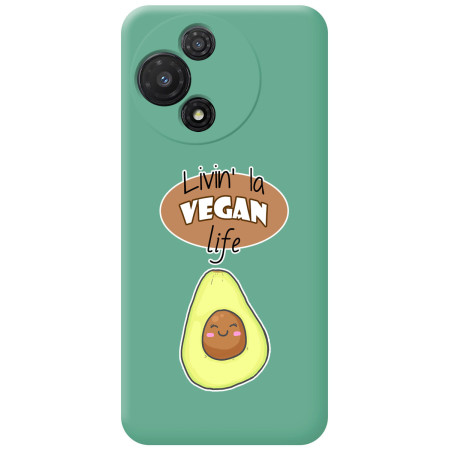 Funda Silicona Líquida Verde para TCL 60 5G diseño Vegan Life Dibujos