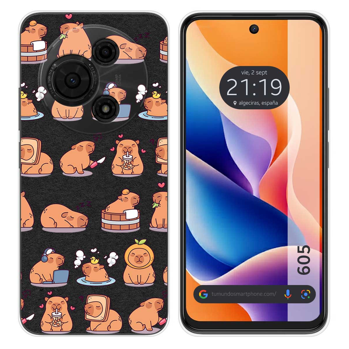 Funda Silicona Transparente para TCL 605 diseño Capibara 01 Dibujos