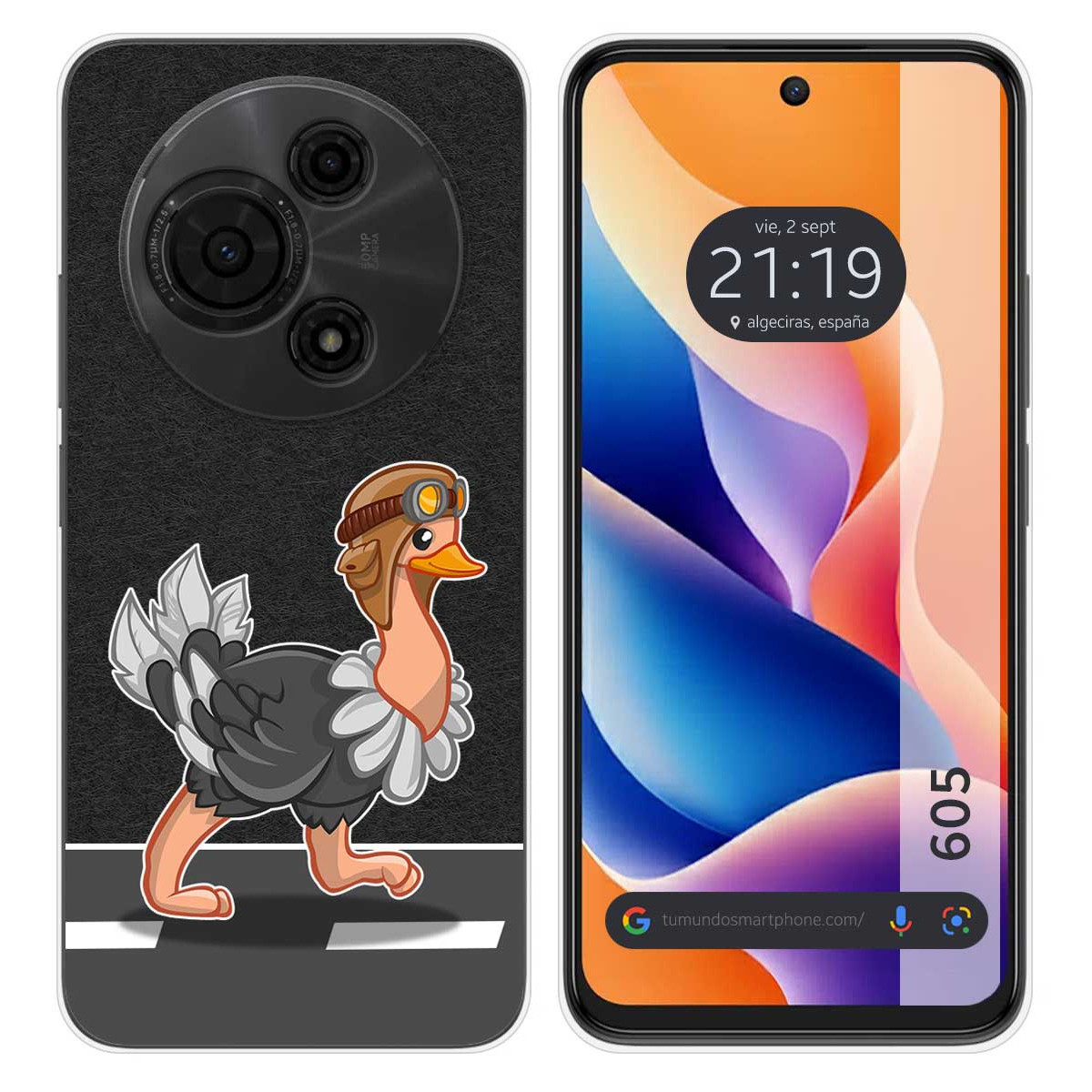 Funda Silicona Transparente para TCL 605 diseño Avestruz Dibujos
