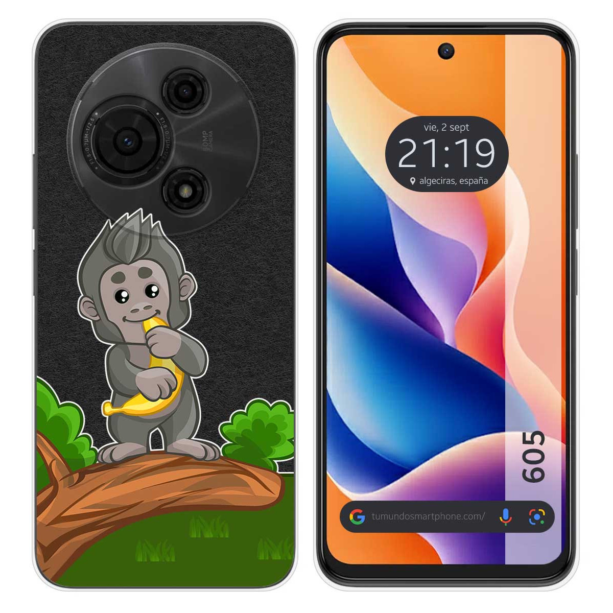 Funda Silicona Transparente para TCL 605 diseño Mono Dibujos