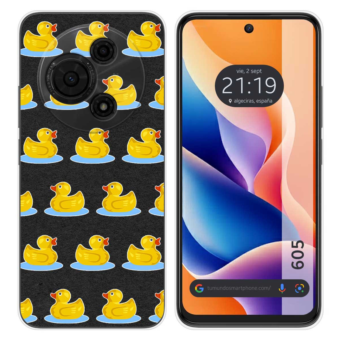 Funda Silicona Transparente para TCL 605 diseño Pato Dibujos