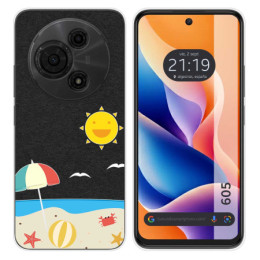 Funda Silicona Transparente para TCL 605 diseño Playa Dibujos