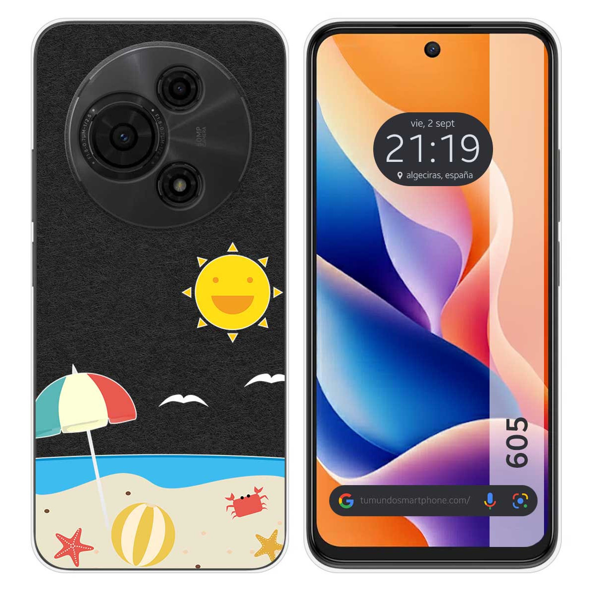 Funda Silicona Transparente para TCL 605 diseño Playa Dibujos